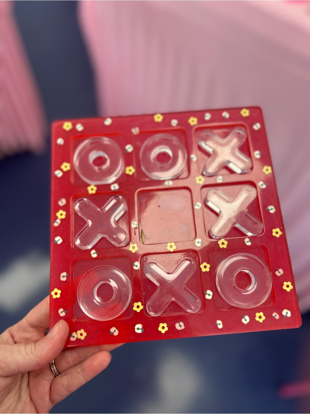 Handmade Resin Apple Tic Tac Toe Game Board | Floral Cottagecore Decor